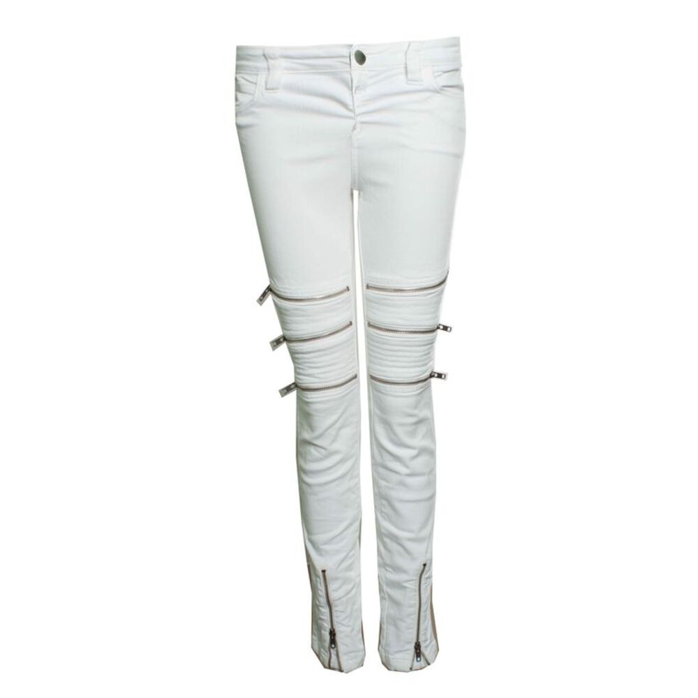 CLOSED, white biker jeans with zippers